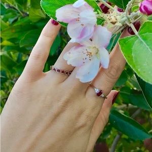 Sterling Silver Quintuple Dark Garnet CZ Ring